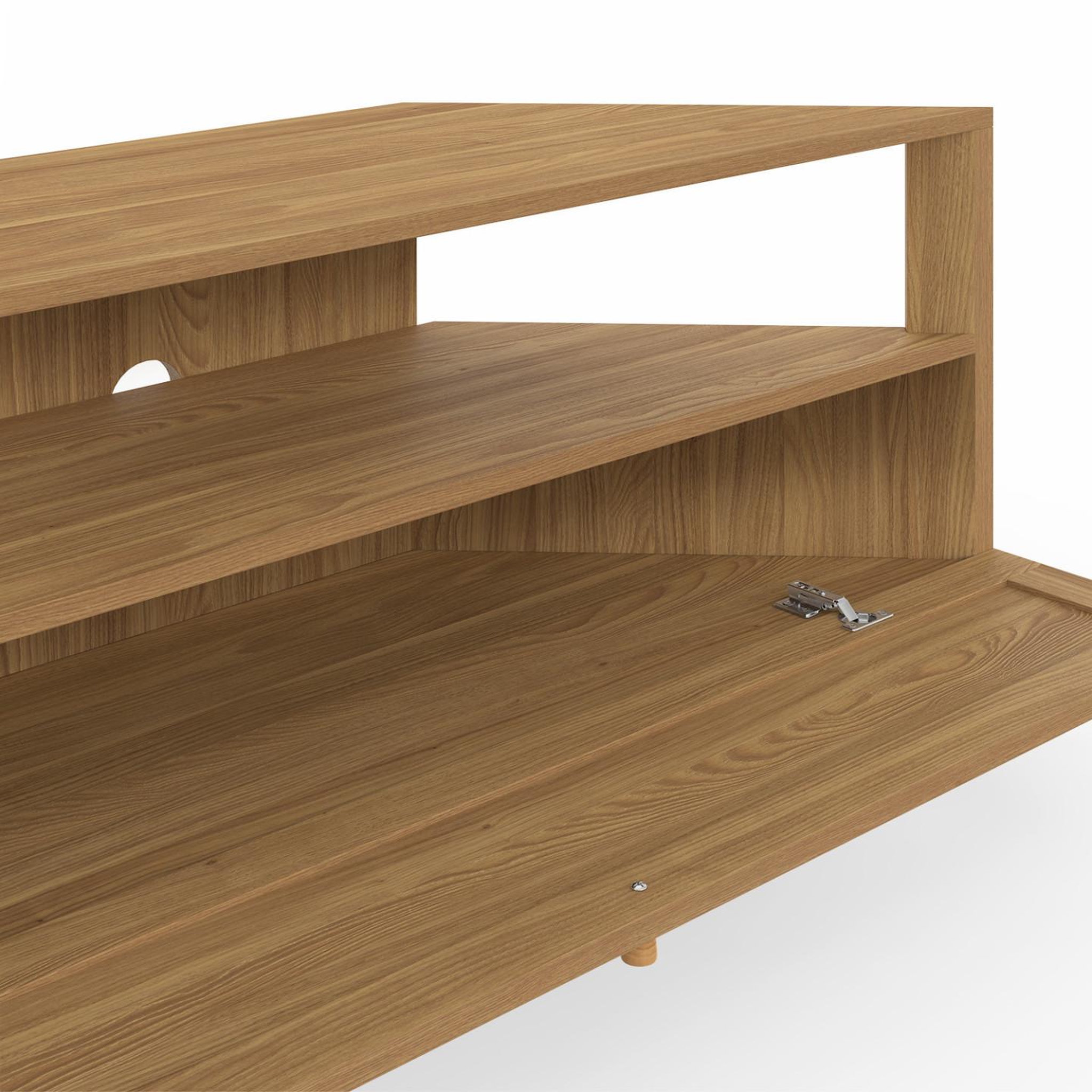 Voir la diapositive 6 : ID MARKET Meuble tv 100 cm d'angle hanae 1 porte effet naturel cannage