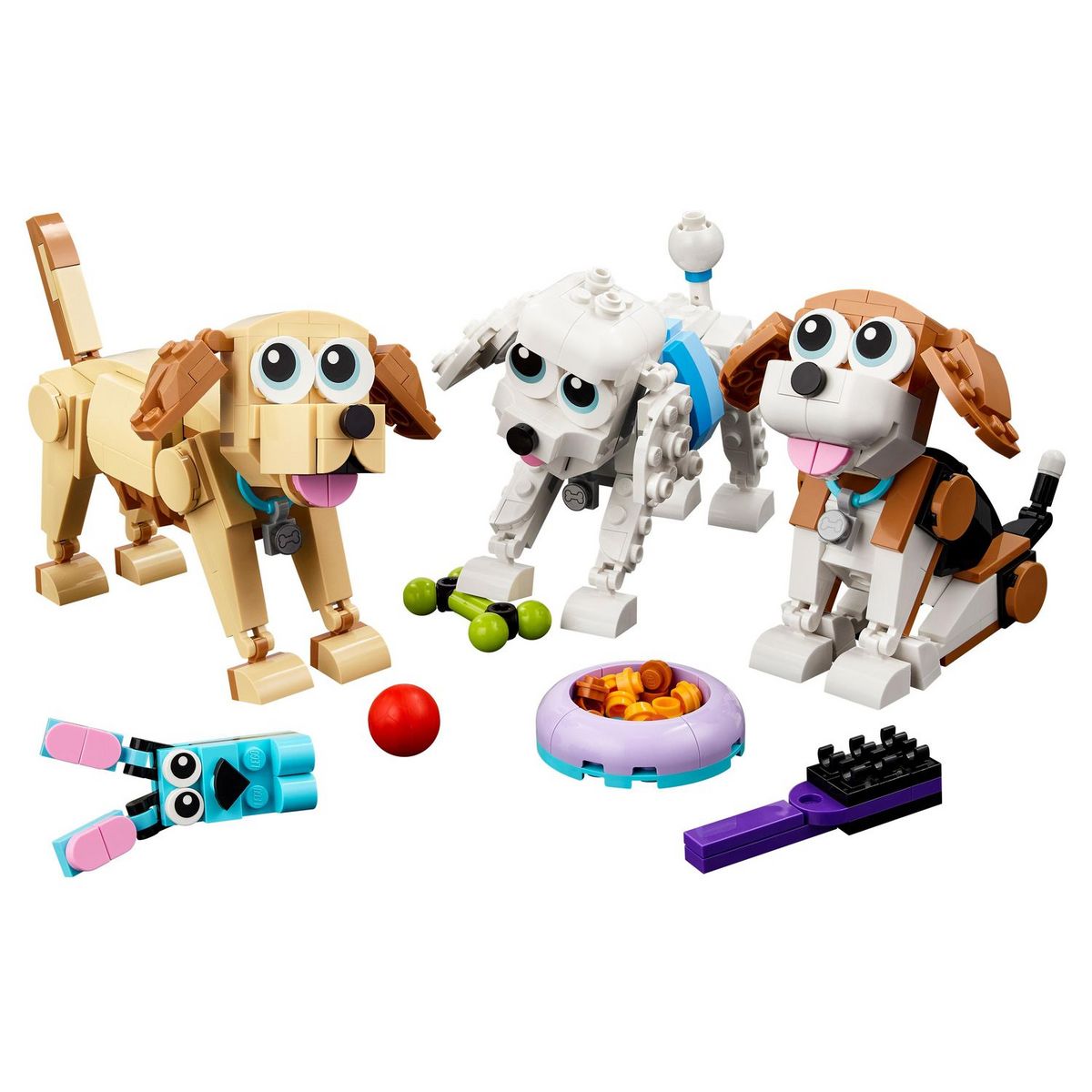 LEGO Creator 31137 - Adorables chiens,  Figurines de Teckel, Carlin, Caniche, Jouet de Construction