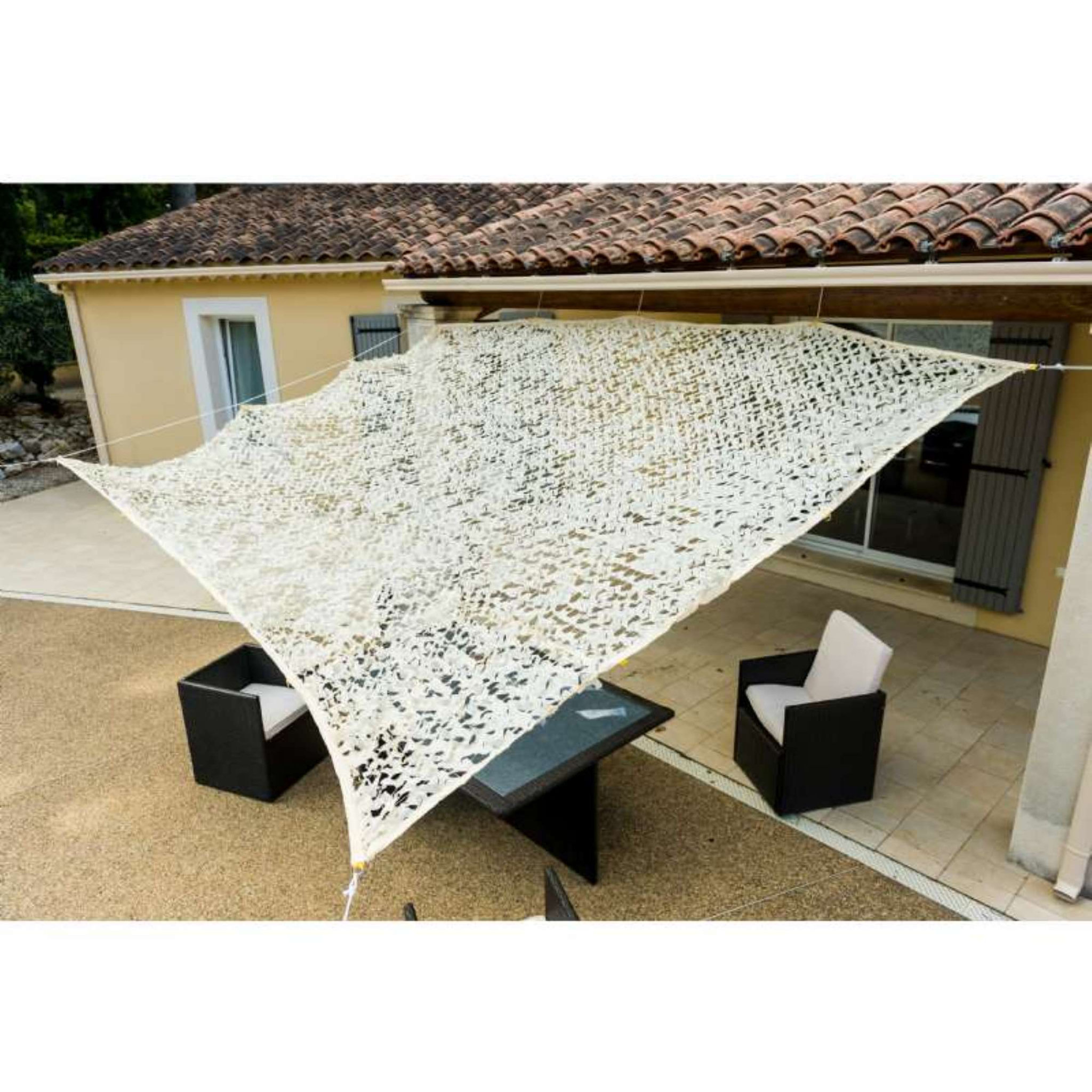Voir la diapositive 4 :  Toile d'ombrage ajourée beige 120 g/m2  Werkapro 3 x 3m