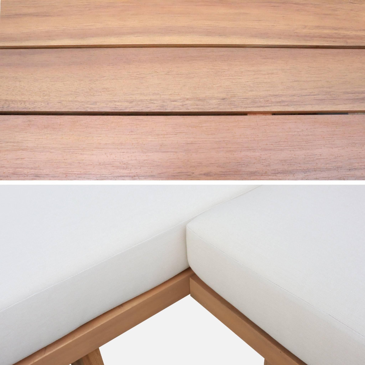 SWEEEK Salon de jardin d'angle bois d'acacia 5 places beige - Zenzu