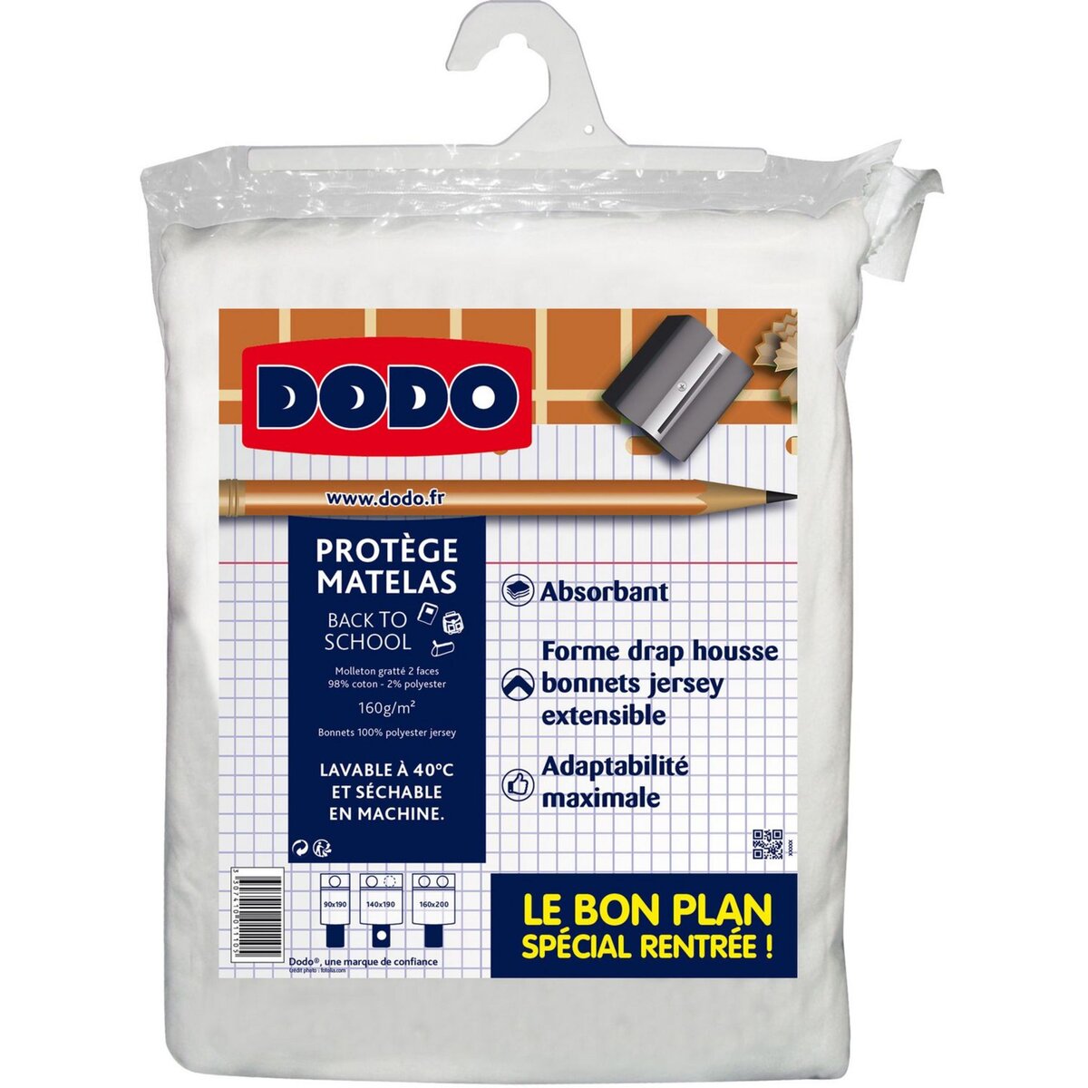 DODO Protège matelas absorbant en polycoton BACK TO SCHOOL 