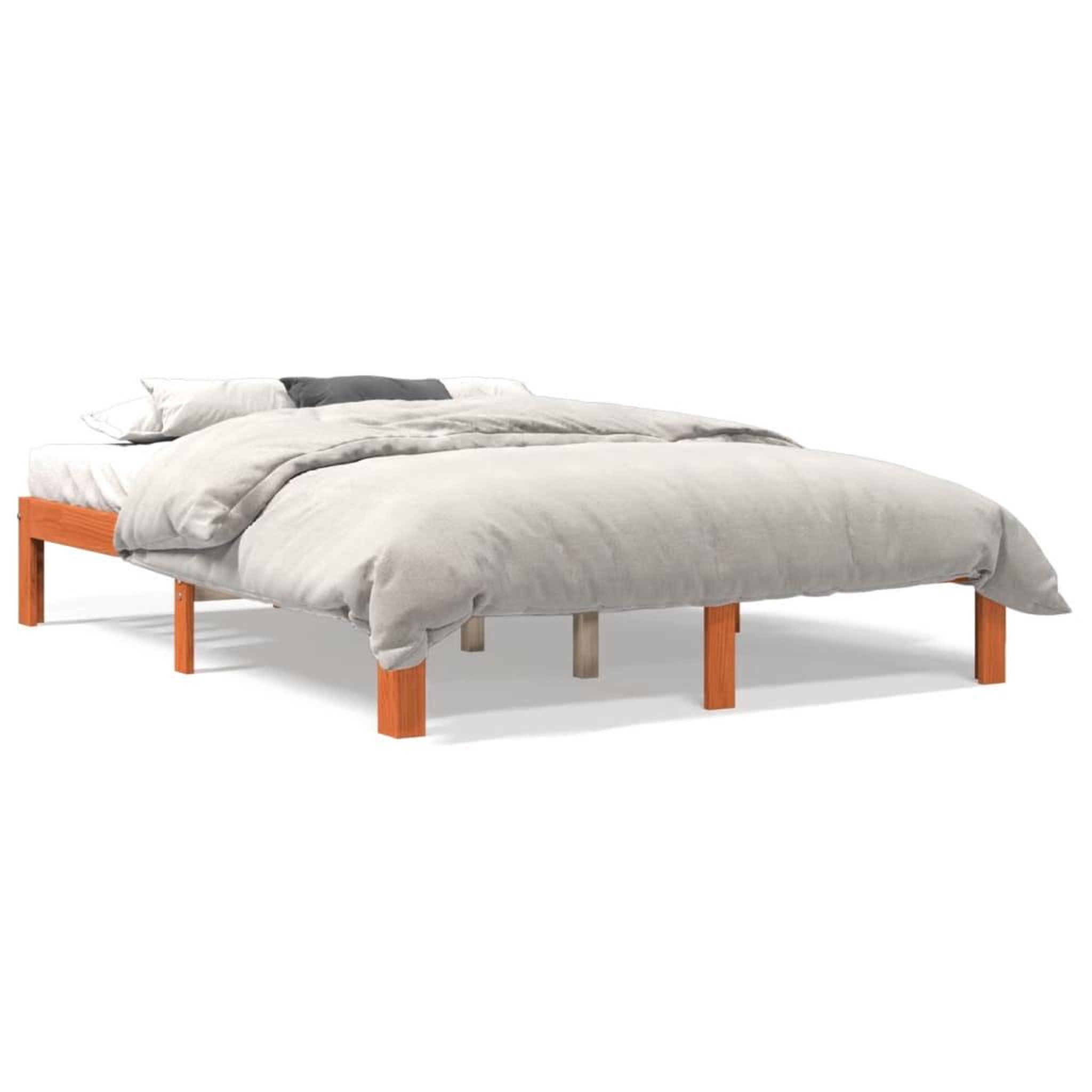 Voir la diapositive 2 : VIDAXL Cadre de lit sans matelas cire marron 140x190cm bois pin massif