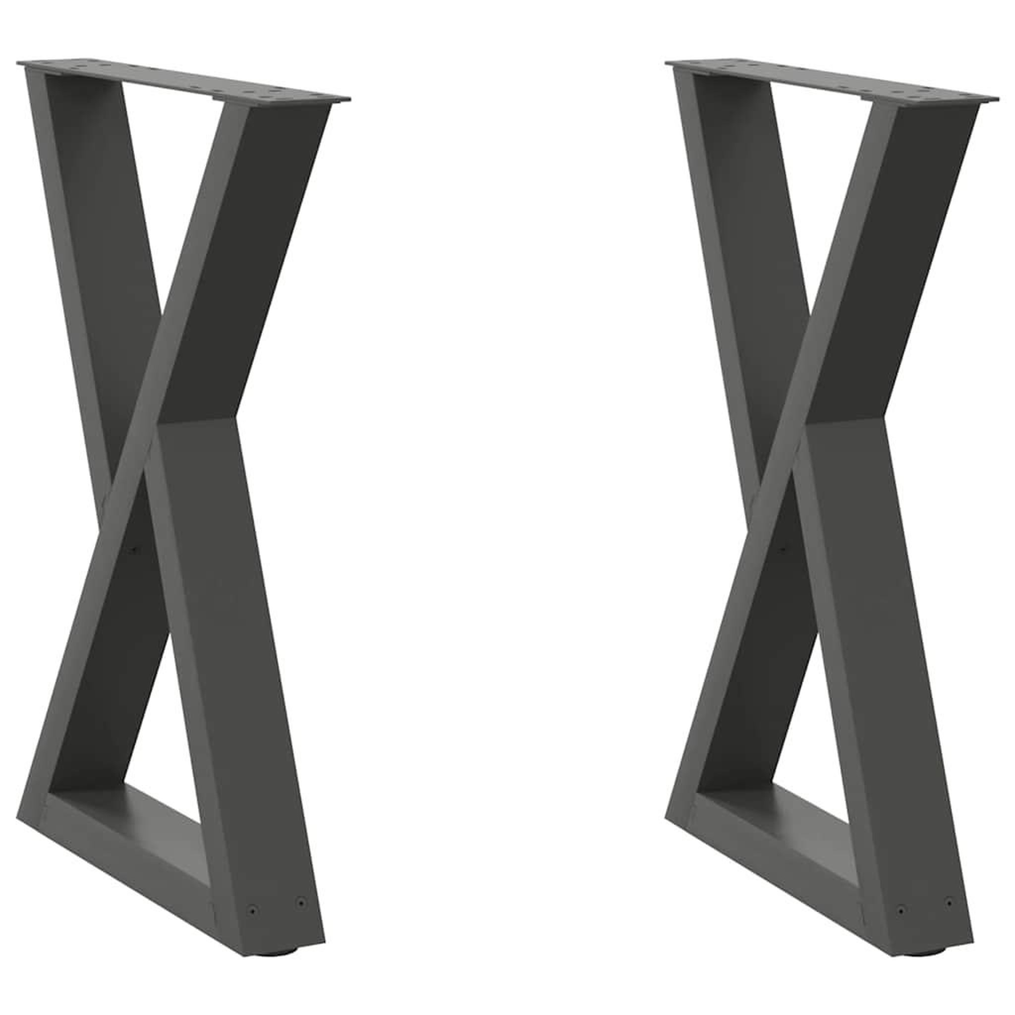 Voir la diapositive 2 : VIDAXL Pieds de table a manger 2 pcs anthracite 60x(72-73,3)cm