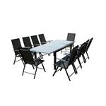 CONCEPT USINE Table de jardin et 10 chaises en aluminium gris RAVENNE