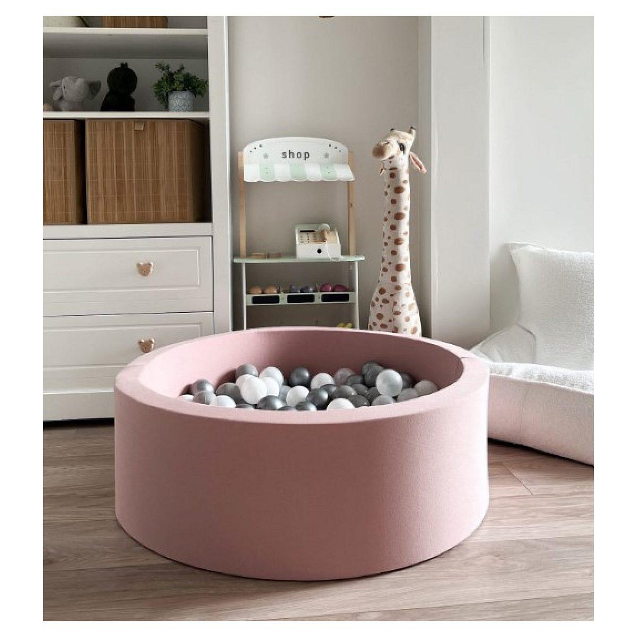 Voir la diapositive 2 : MONIO FOR KIDS Piscine à balles 90 cm rose poudré + 200 balles