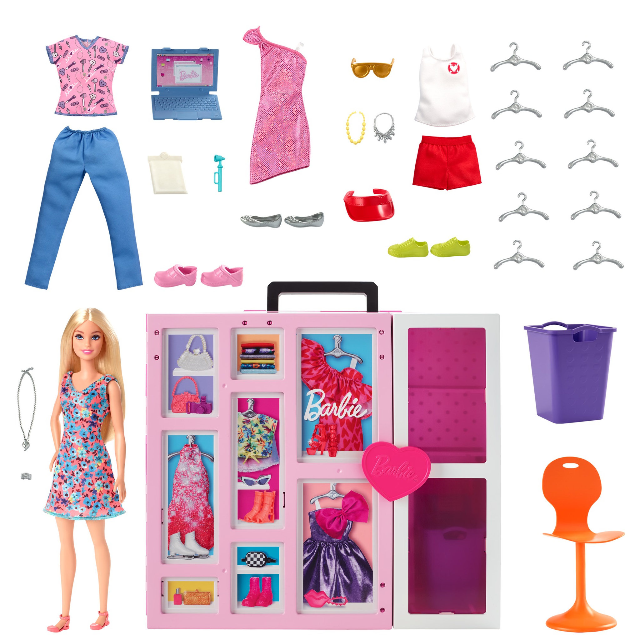 Voir la diapositive 2 : BARBIE Poupée Barbie et son méga dressing 