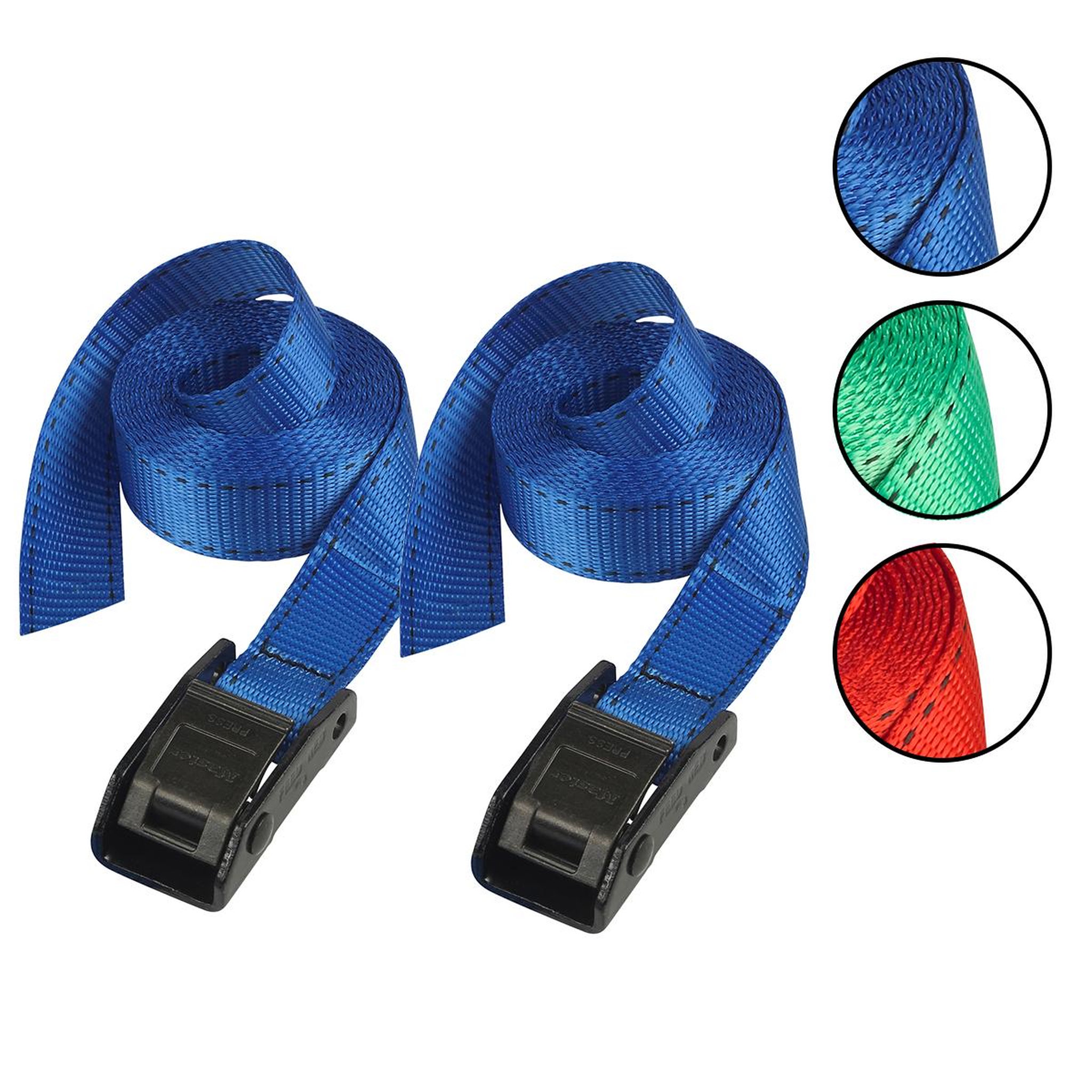 Master lock Sangle d'arrimage avec boucle à griffes, couleur aléatoire, 2,50m x 25mm sangle, pack de 2