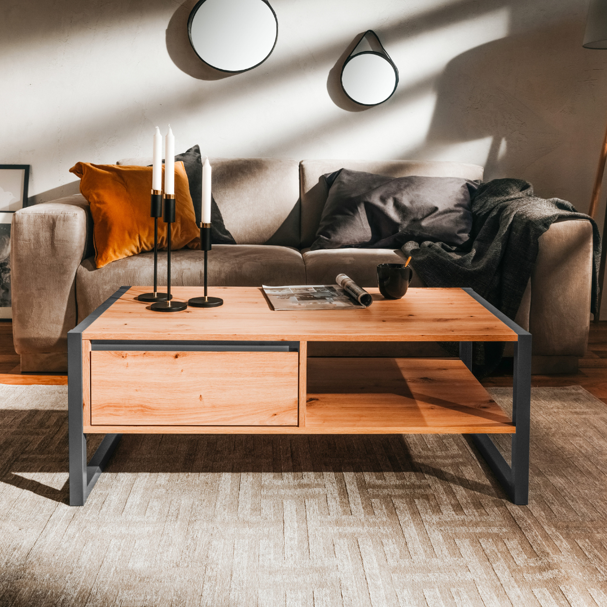 Voir la diapositive 2 : CONCEPT USINE Table basse industrielle avec tiroir kotor