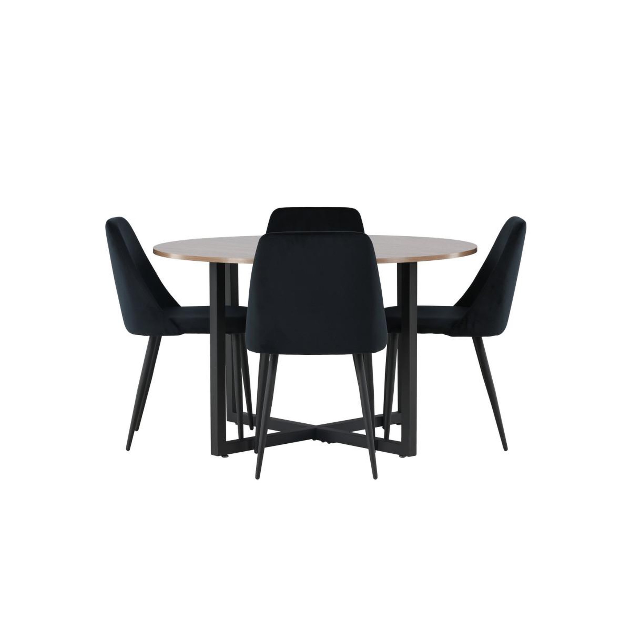 Voir la diapositive 2 : Paris Prix Ensemble table à manger & 4 chaises  durango & night  120cm noyer & noir