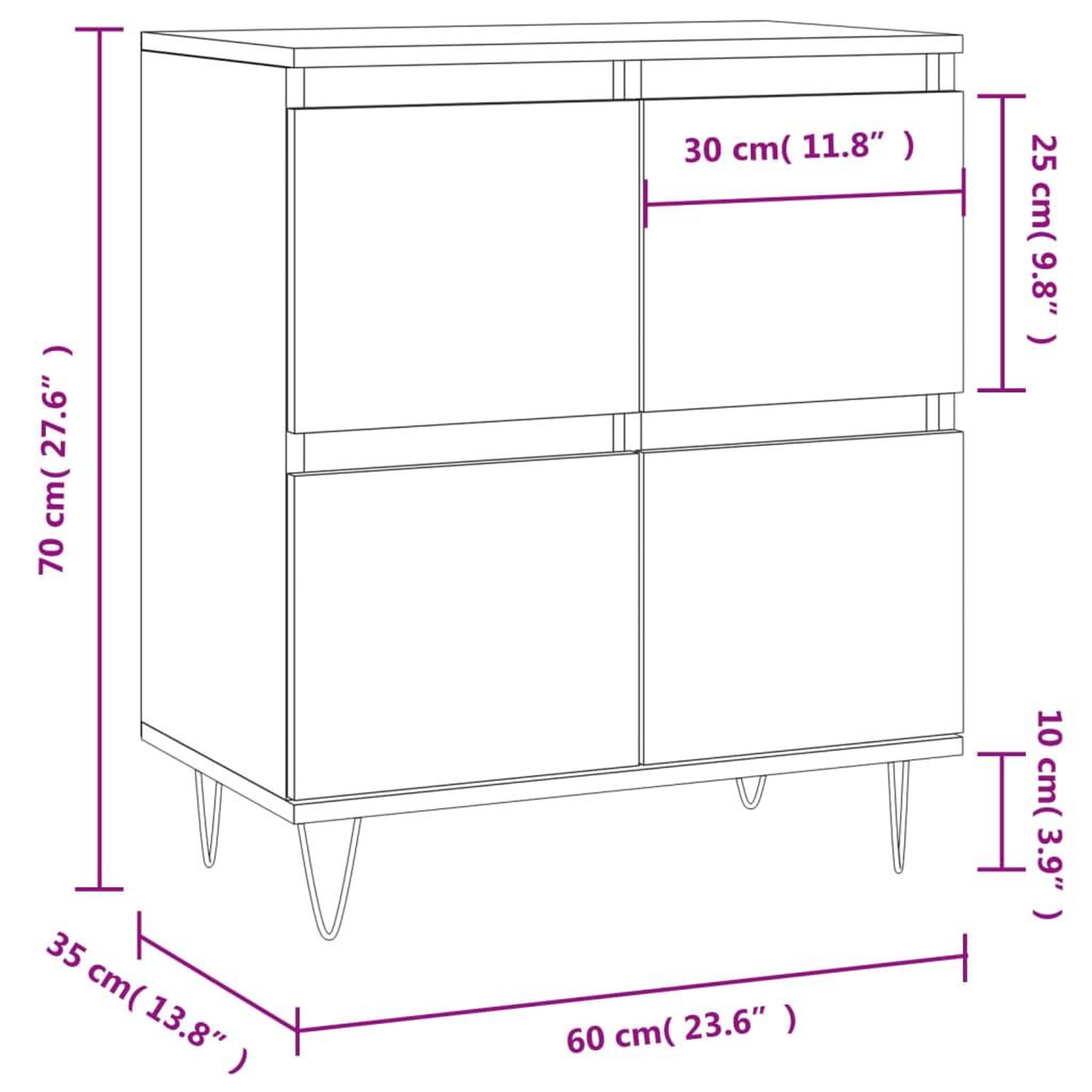 Voir la diapositive 6 : VIDAXL Buffet Chene sonoma 60x35x70 cm Bois d'ingenierie