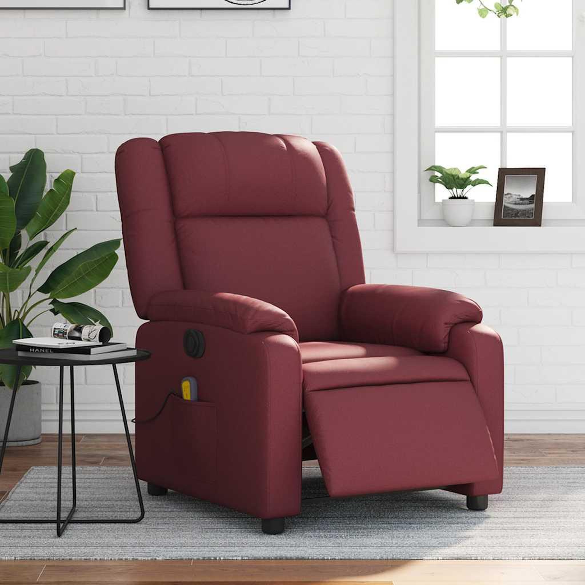 VIDAXL Fauteuil de massage inclinable electrique rouge bordeaux