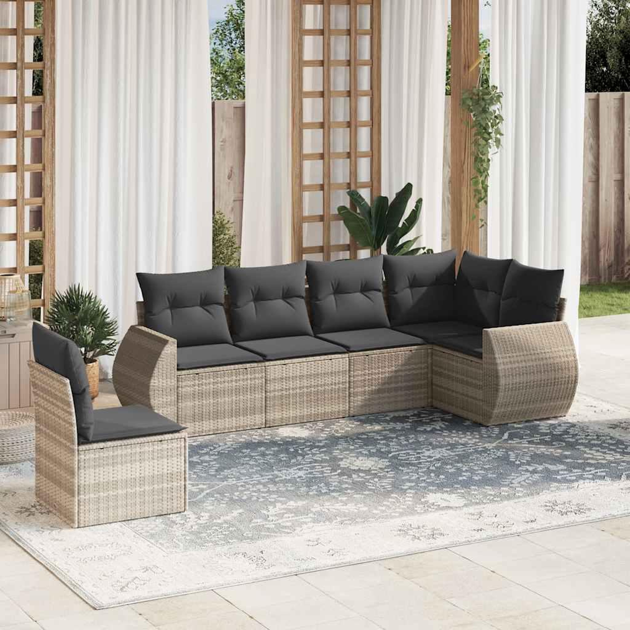 VIDAXL Salon de jardin 6 pcs avec coussins gris clair resine tressee