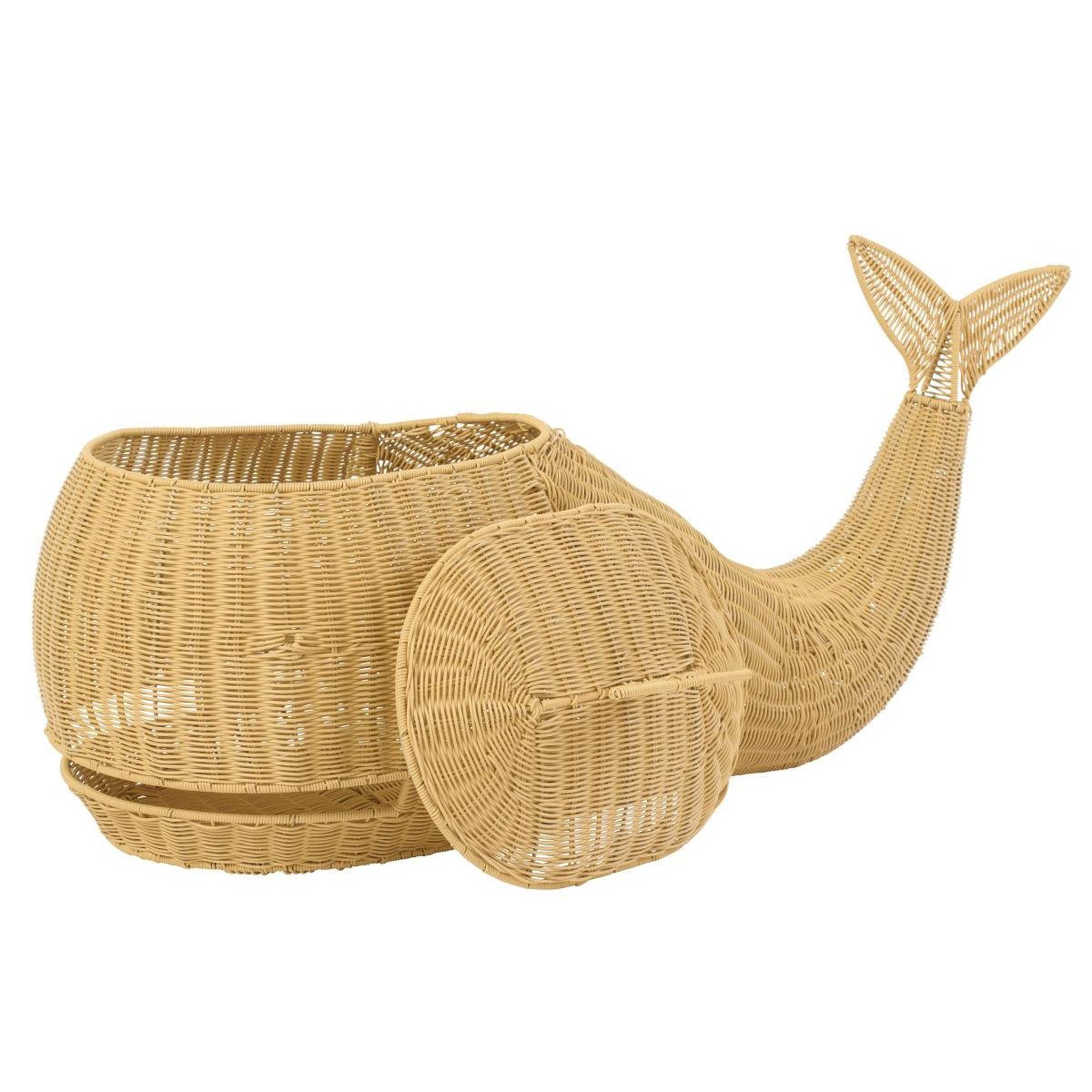 Voir la diapositive 3 : J-LINE Panier de Rangement Enfant  Baleine  90cm Naturel