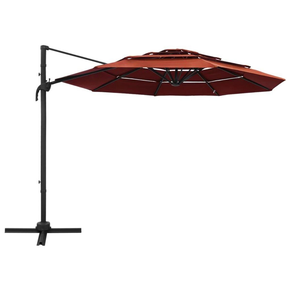 VIDAXL Parasol de jardin a 4 niveaux avec mat en aluminium terre cuite