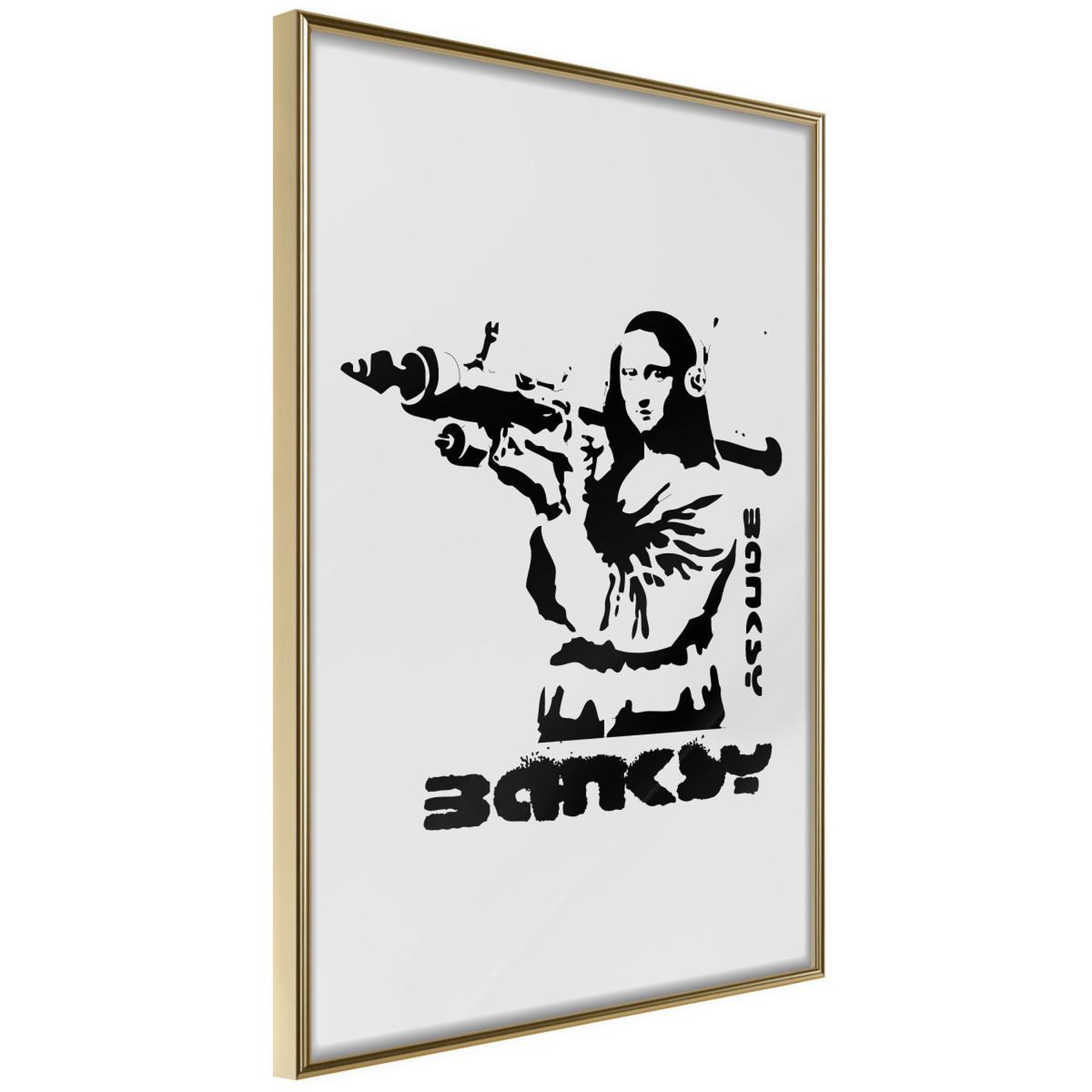 Paris Prix Affiche murale encadrée  banksy mona lisa with bazooka i