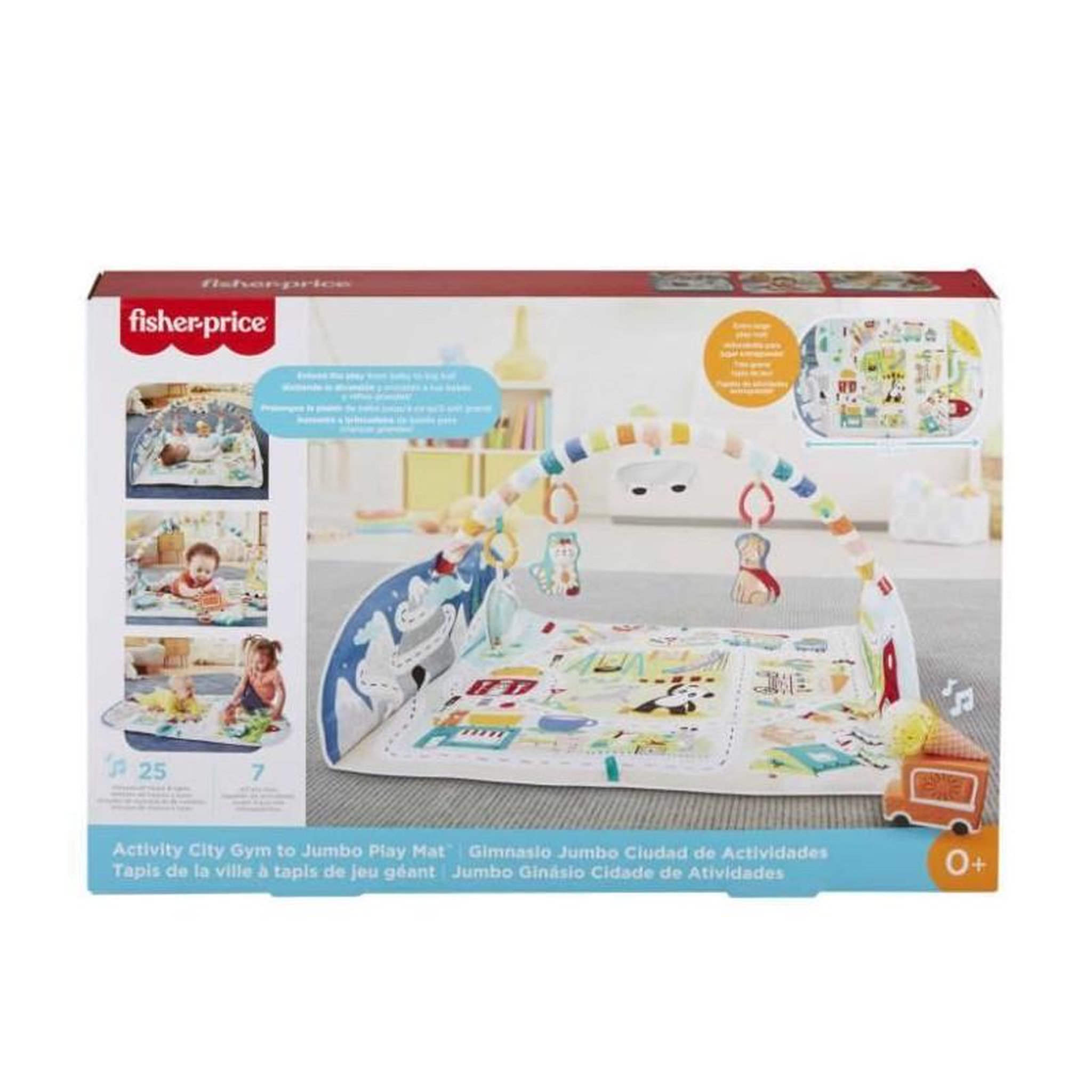 FISHER PRICE Fisher-Price Tapis d'éveil Évolutif Extra-large, Musique, Lumieres et Jouets Amovibles, des la Naissance, GRV42
