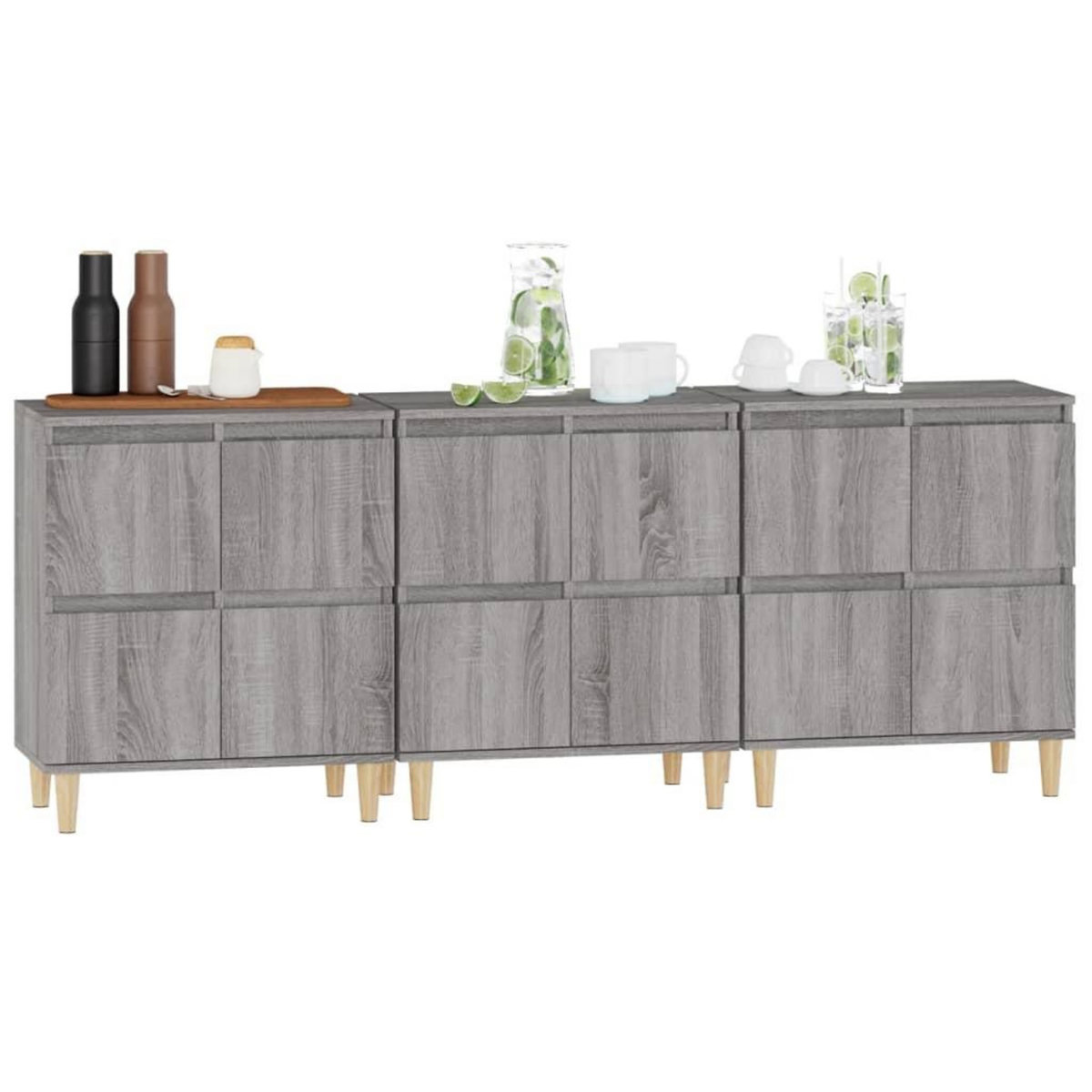 VIDAXL Buffets 3 pcs sonoma gris 60x35x70 cm bois d'ingenierie