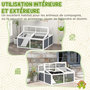 Voir la diapositive 6 : PAWHUT Terrarium enclos tortue 2 espaces toit polycarbonate 3 portes rampe bois gris blanc