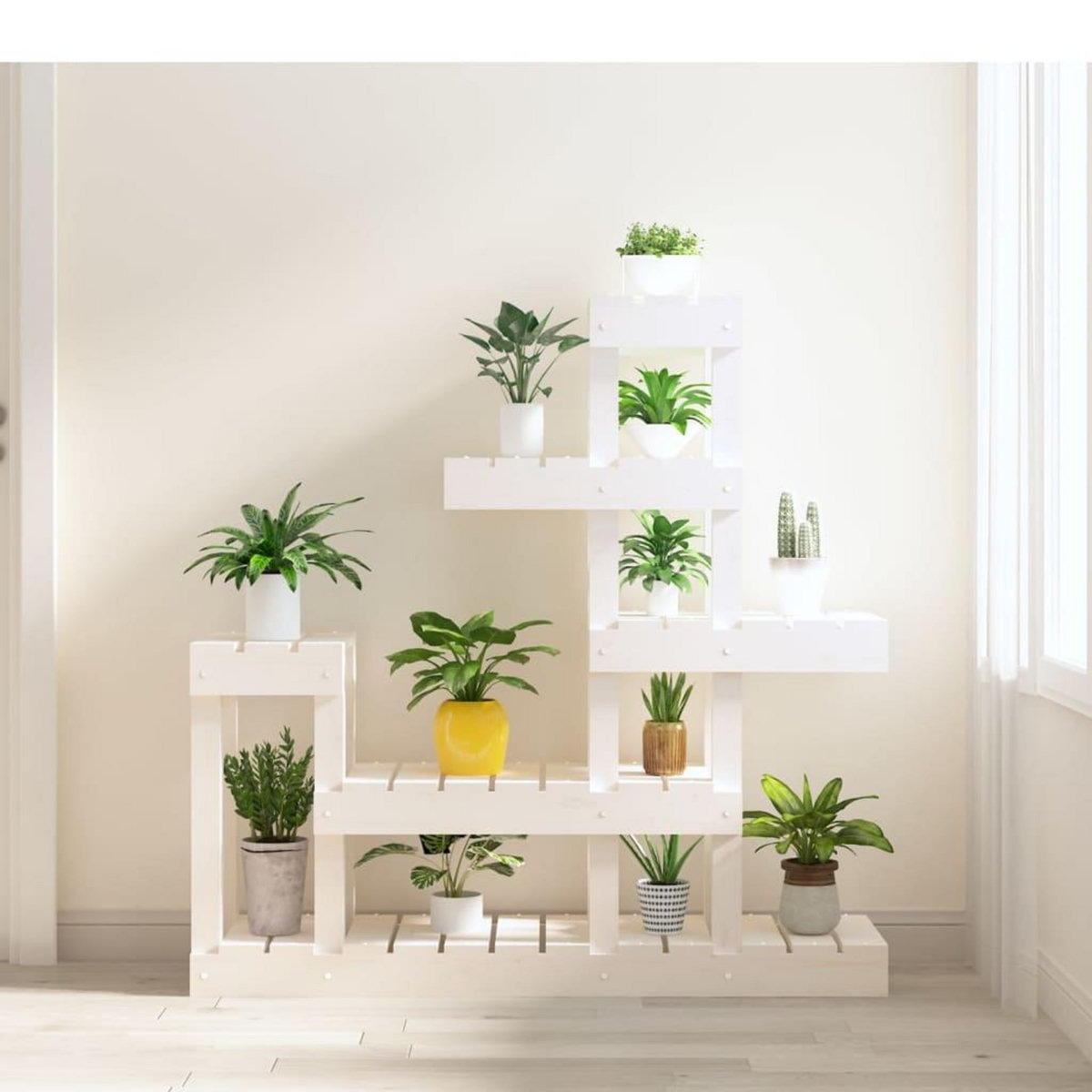 VIDAXL Support a plantes Blanc 92x25x97 cm Bois massif de pin