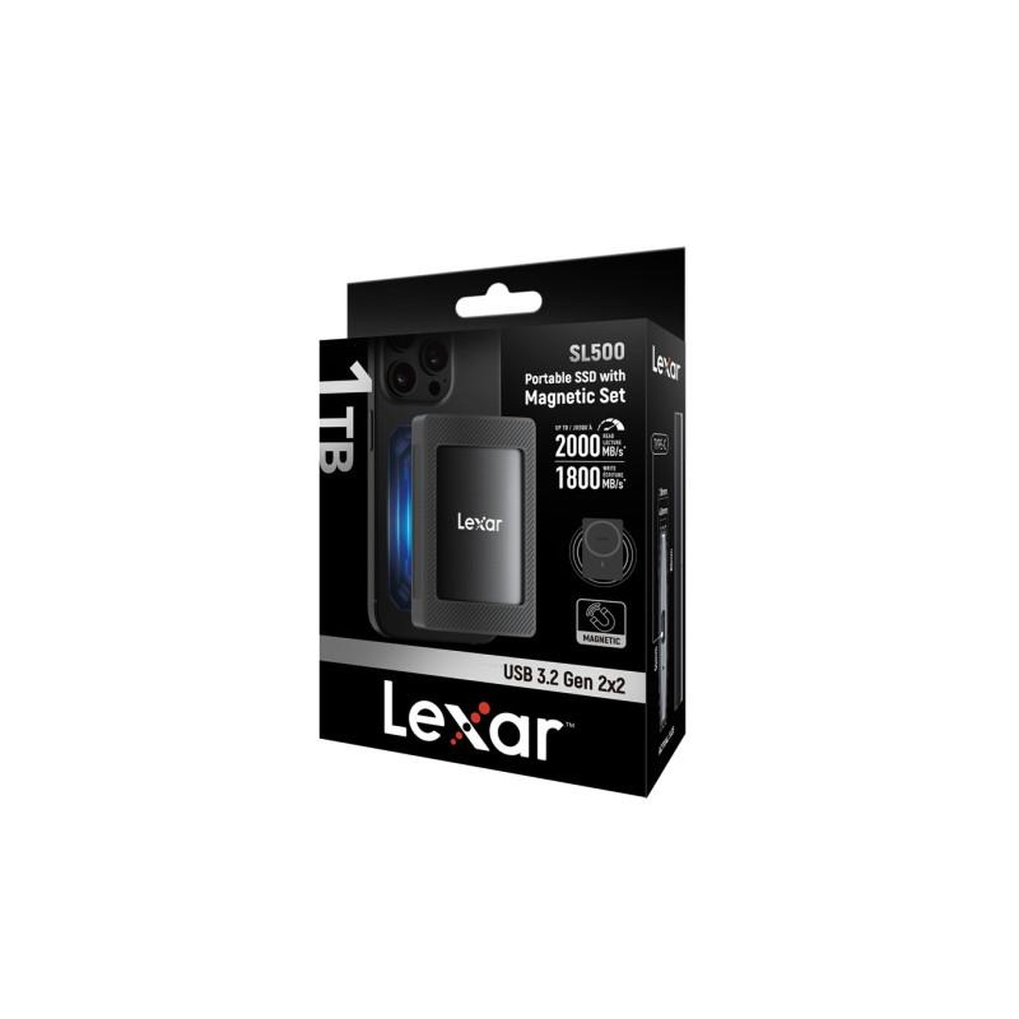 Voir la diapositive 4 : Lexar SSD externe Lexar 1TO SL500 ETUI MAGNETIQUE