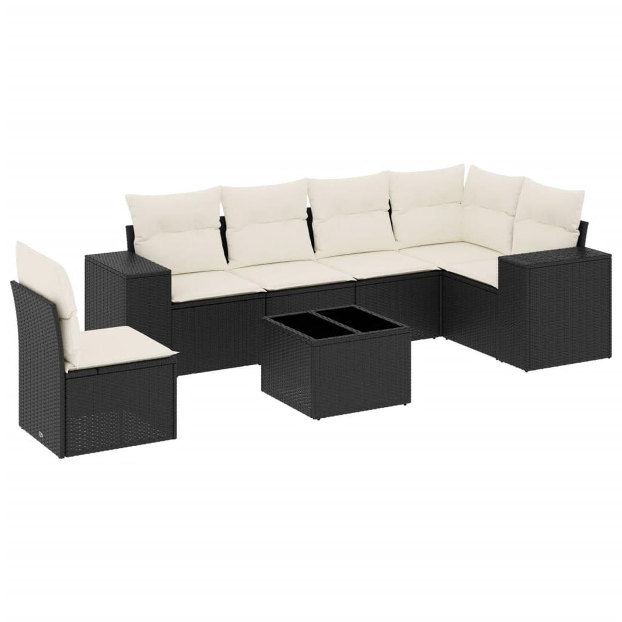 Voir la diapositive 2 : VIDAXL Salon de jardin 7 pcs avec coussins noir resine tressee