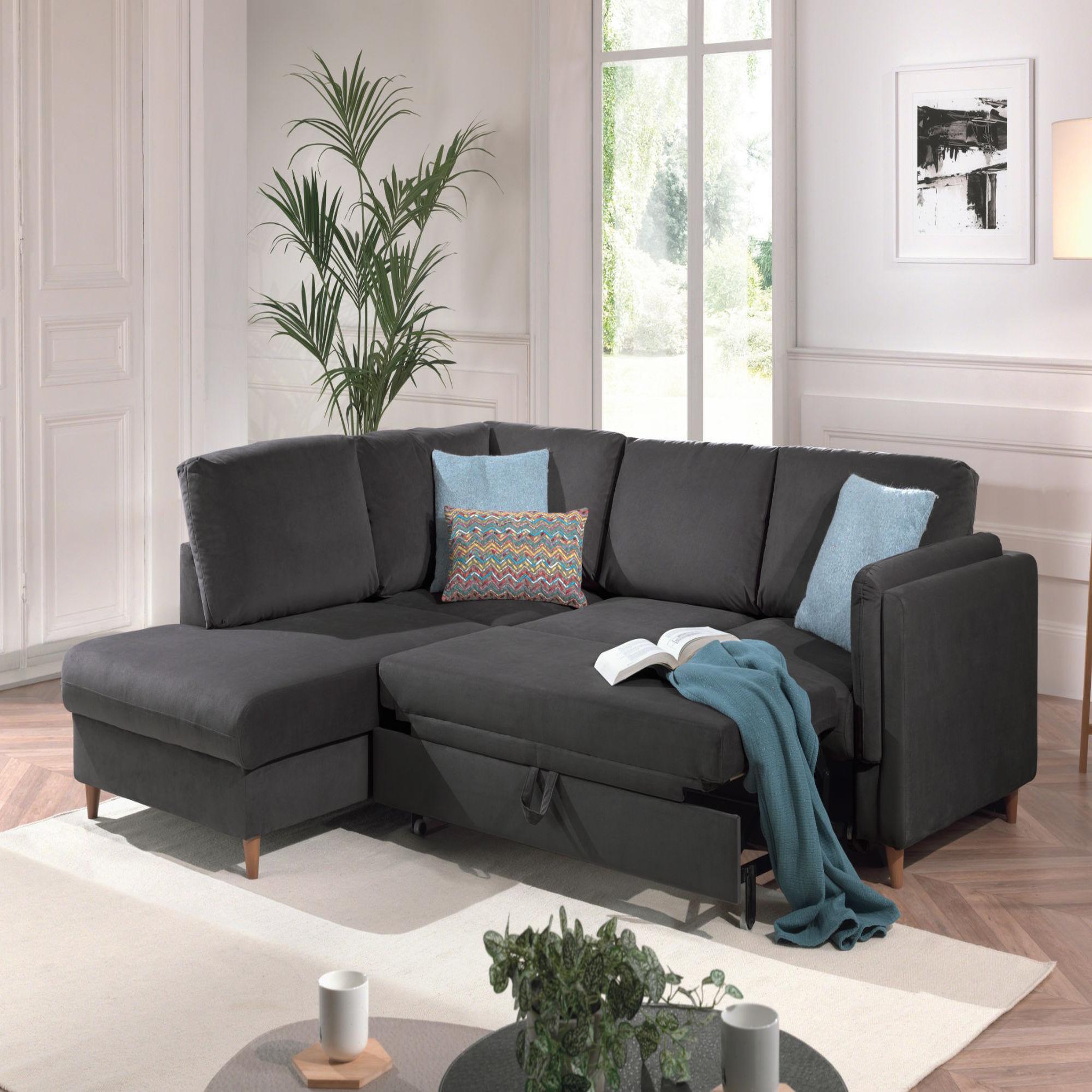 Voir la diapositive 3 : LISA DESIGN Brooke - canapé d'angle gauche - convertible - 5 places - en velours