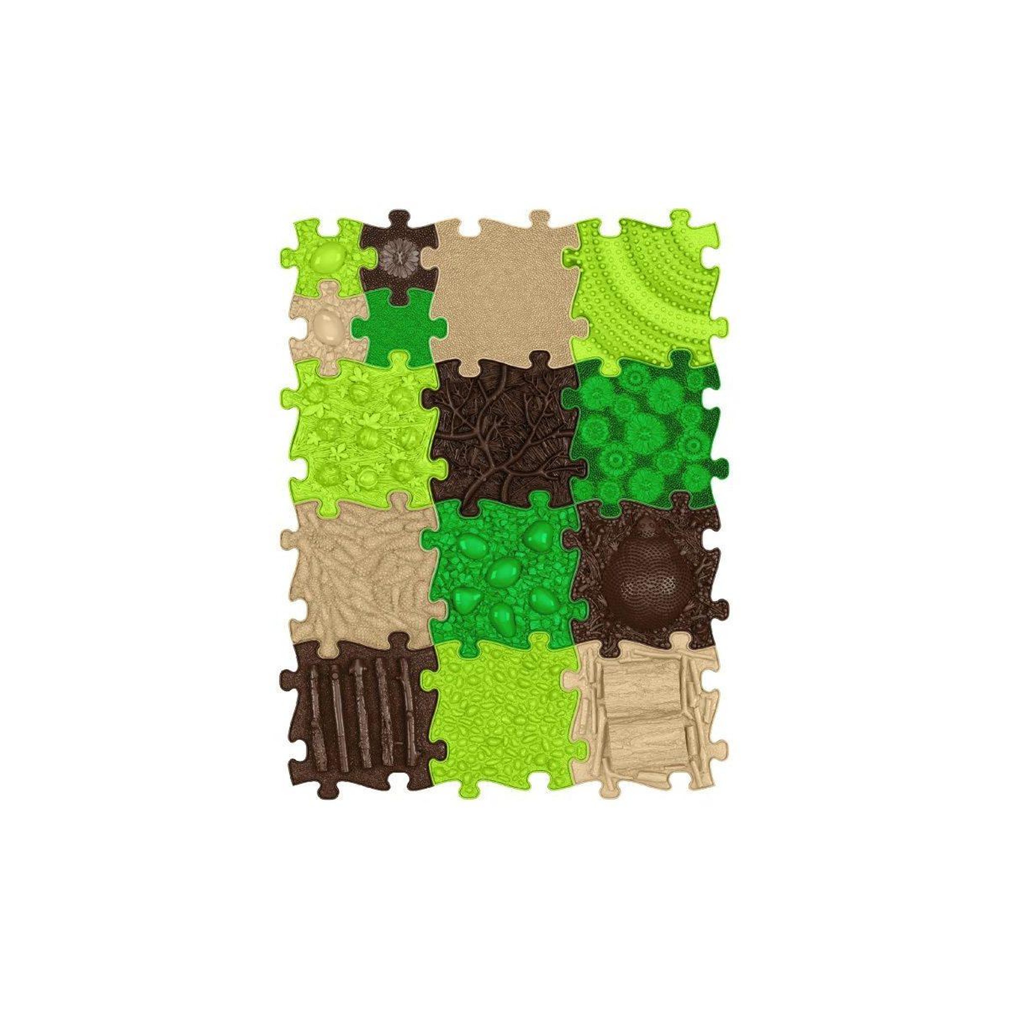MUFFIK Tapis sensoriel  ensemble nature - 15 pièces, vert, marron, beige