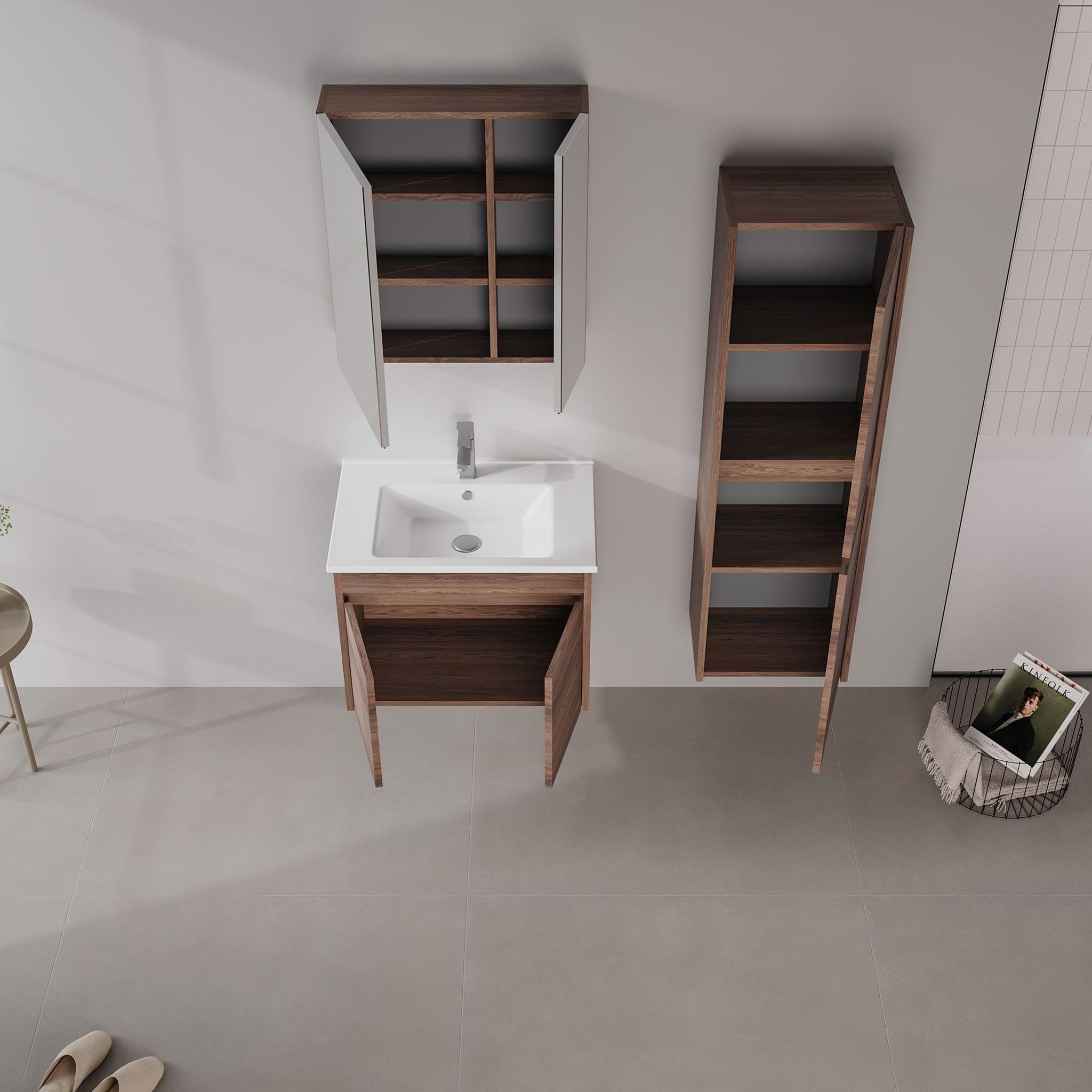 Voir la diapositive 3 : Habitat et Jardin Meuble Vasque  Side 65 v2  - 65 x 45 x 52 cm - Dark Walnut