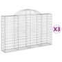 Voir la diapositive 2 : VIDAXL Paniers a gabions arques 3 pcs 200x30x120/140 cm Fer galvanise
