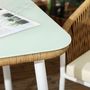 Voir la diapositive 4 : OUTSUNNY Salon de jardin 4 places 5 pièces table à manger chaises empilables coussins alu résine blanc beige