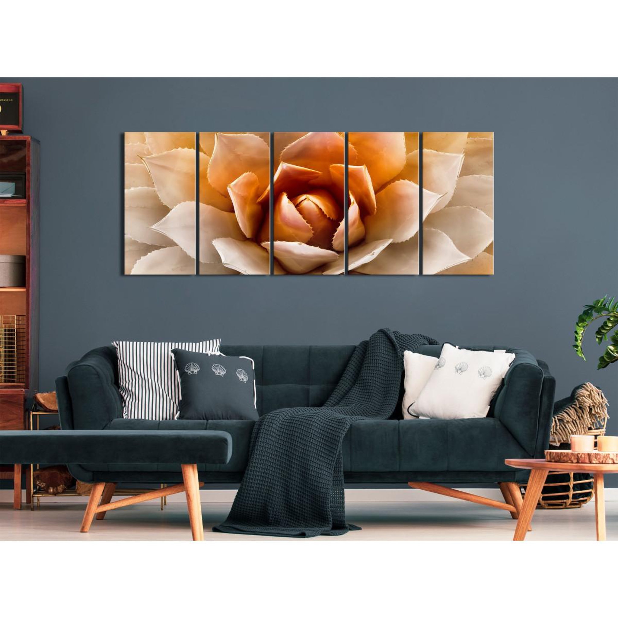 Voir la diapositive 2 : Paris Prix Tableau Imprimé 5 Panneaux  Agave Narrow Orange
