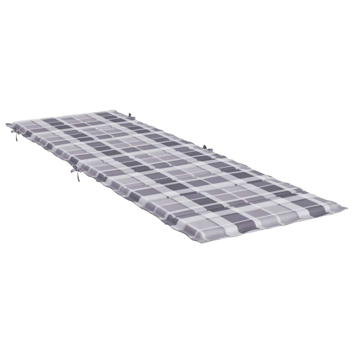 VIDAXL Coussin de chaise longue a carreaux gris 186x58x4 cm