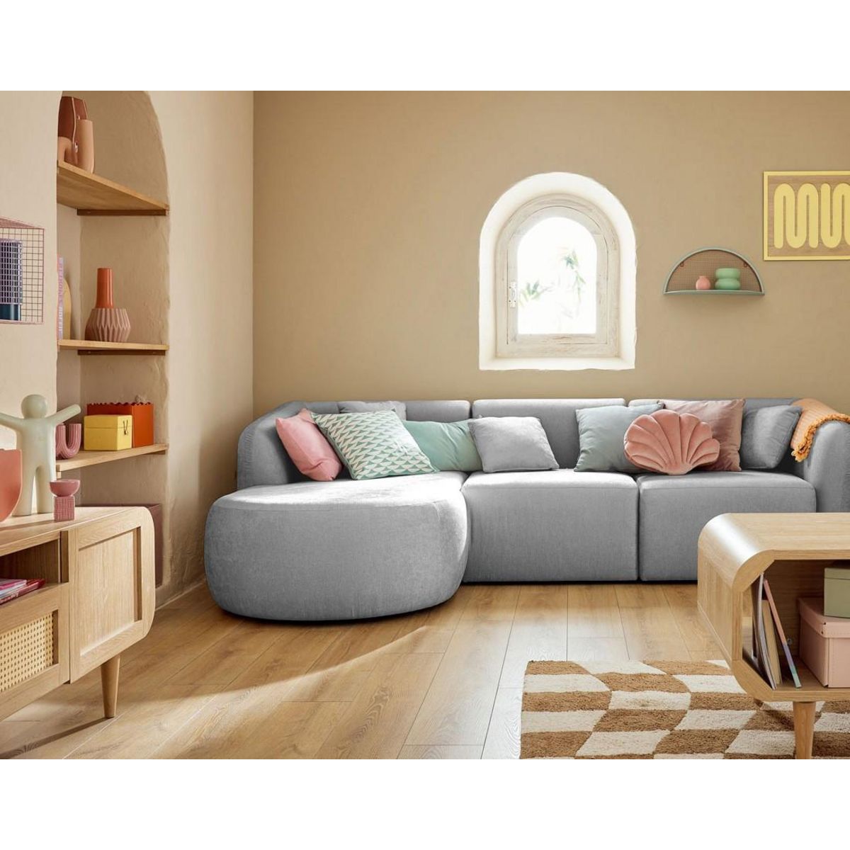 LISA DESIGN Ikare - module d'assise méridienne gauche - en tissu