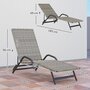 Voir la diapositive 3 : OUTSUNNY Bain de soleil inclinable réglable en résine tressée beige brun accoudoirs structure noir