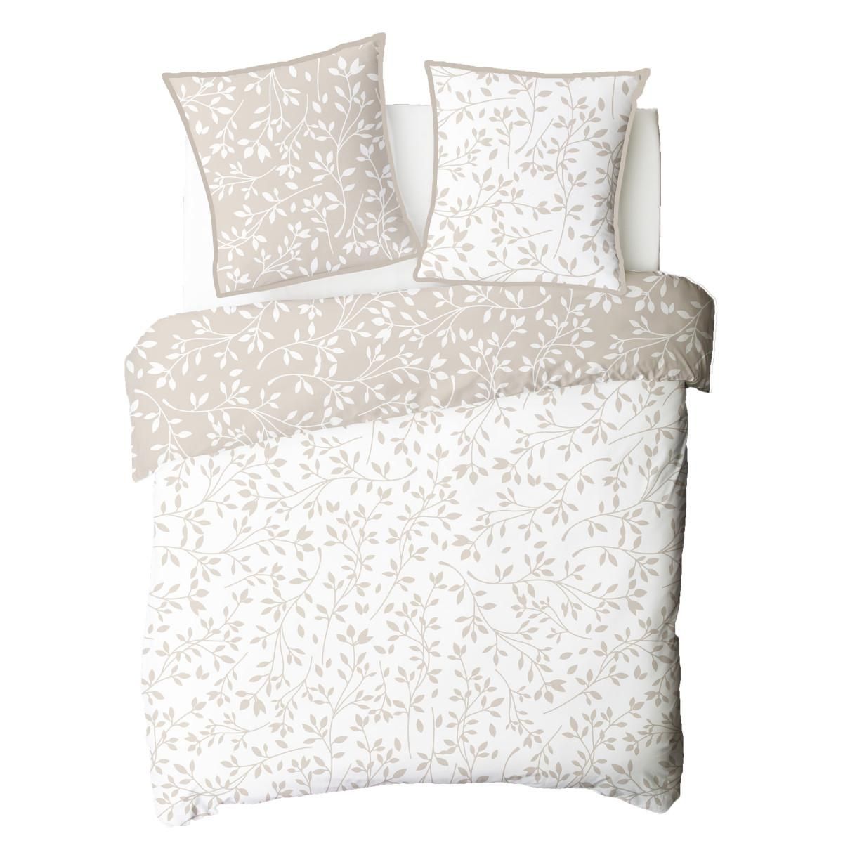 FUTURE HOME Parure de lit double feuillage en microfibre lavée
