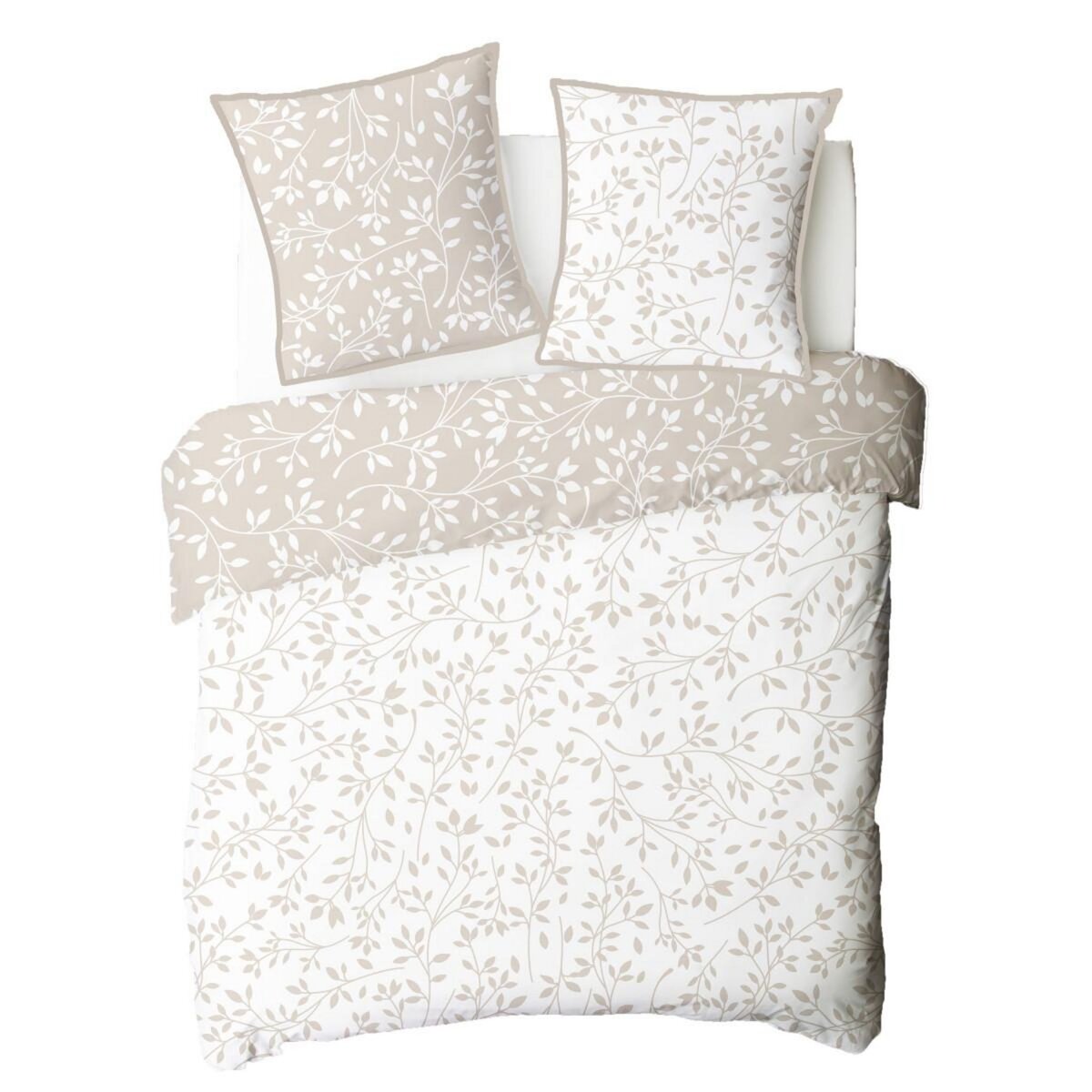 FUTURE HOME Parure de lit double feuillage en microfibre lavée