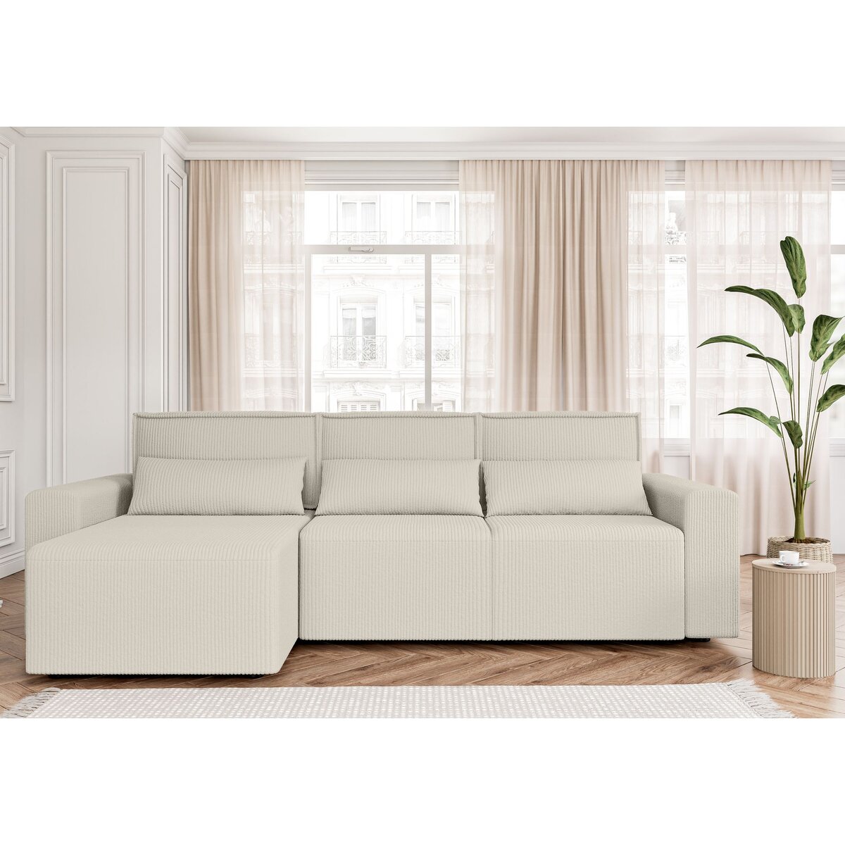 Canapé d'angle convertible et réversible velours côtelé JOY