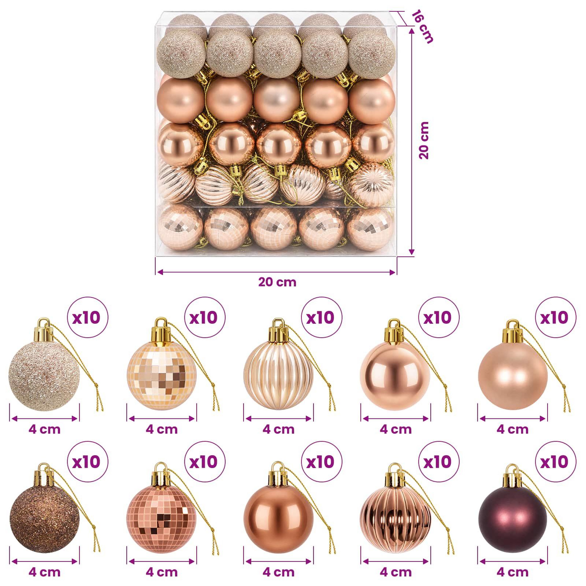 Voir la diapositive 3 : VIDAXL Ensemble de boules de Noël 100 pc Champagne et brun 4 cm