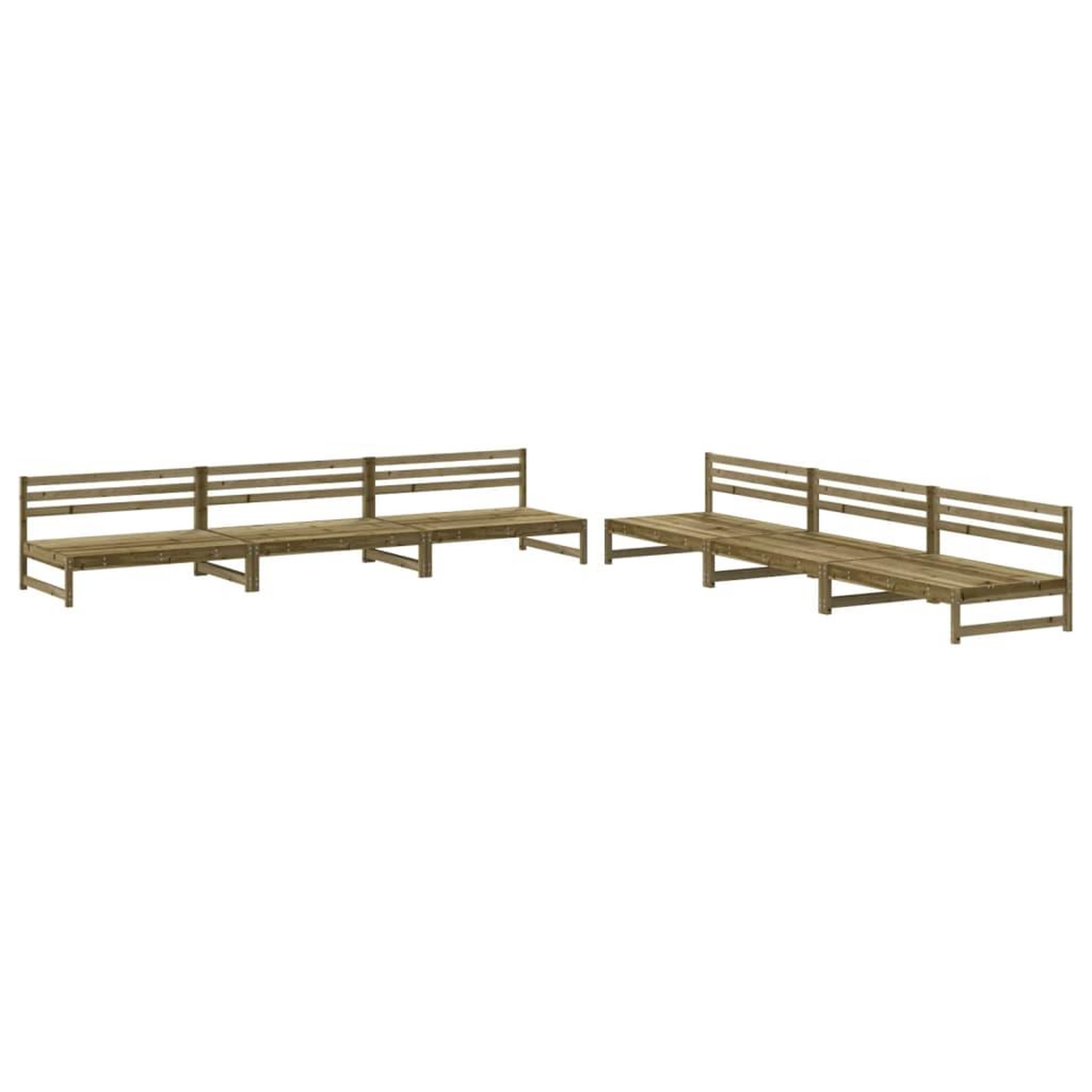 Voir la diapositive 2 : VIDAXL Salon de jardin 6 pcs bois de pin impregne