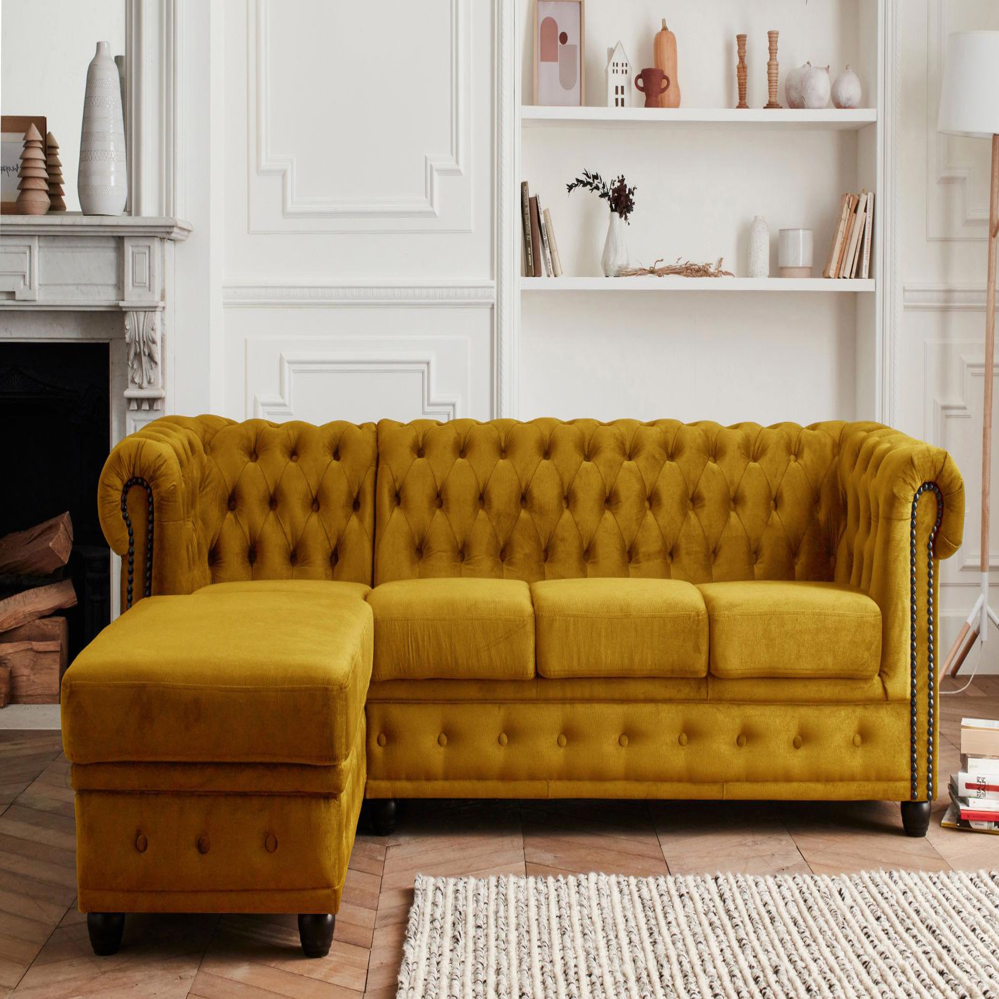 Voir la diapositive 2 : LISA DESIGN William - canapé chesterfield d'angle gauche - 4 places - en velours