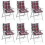 Voir la diapositive 4 : VIDAXL Coussins de chaise a dossier bas lot de 6 motif carreaux rouge