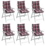 Voir la diapositive 4 : VIDAXL Coussins de chaise a dossier bas lot de 6 motif carreaux rouge