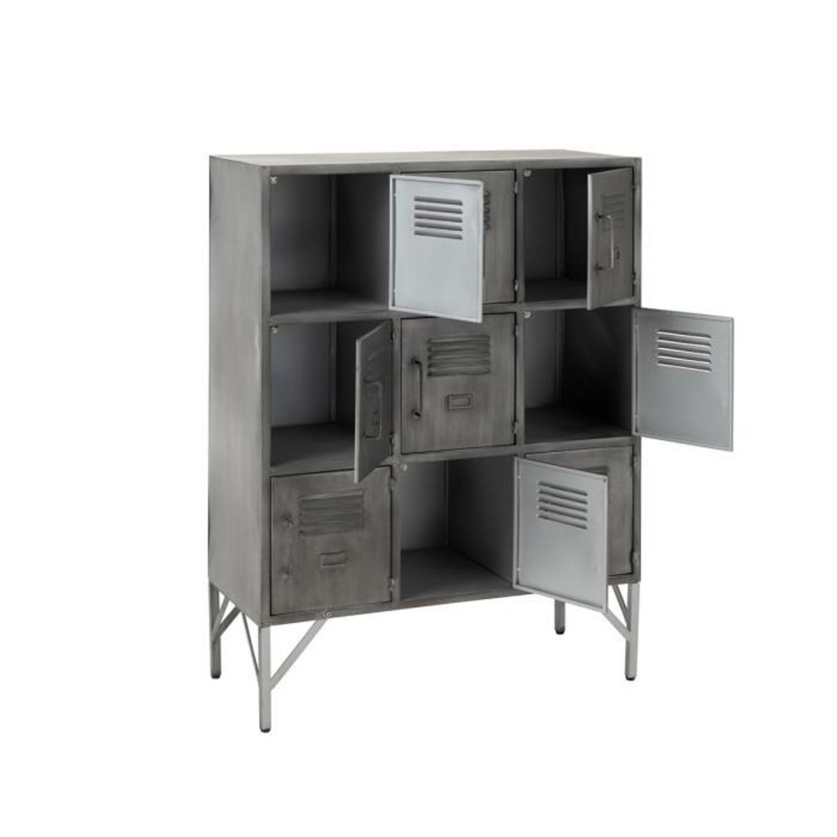 Paris Prix Commode 9 Portes en Métal  Popa  113cm Argent