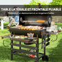 Voir la diapositive 4 : OUTSUNNY Barbecue charbon de bois avec couvercle 2 roues - 2 tablettes pliables, étagère, thermomètre - acier noir