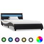 VIDAXL Cadre de lit avec LED Noir et blanc Similicuir 100 x 200 cm