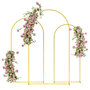 Voir la diapositive 4 : OUTSUNNY Arches décoratives - lot de 3 arches de mariage - arches de ballon - dim. 120L x 40l x 220H cm - métal doré