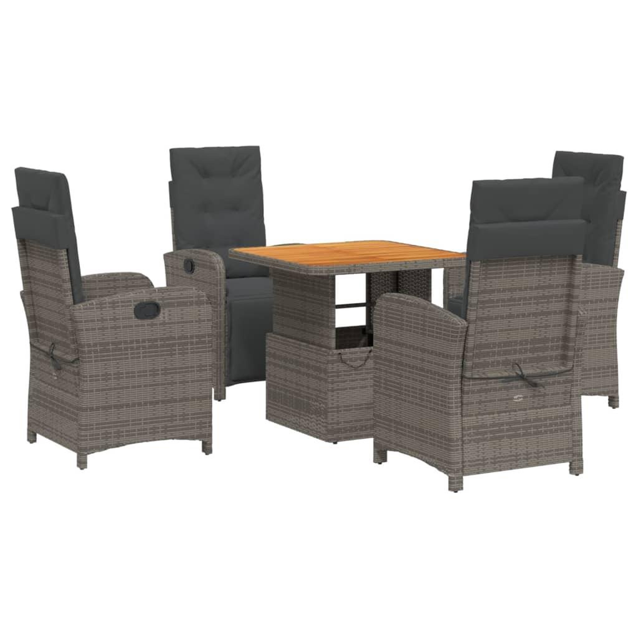Voir la diapositive 2 : VIDAXL Ensemble a manger de jardin 5 pcs coussins gris resine tressee