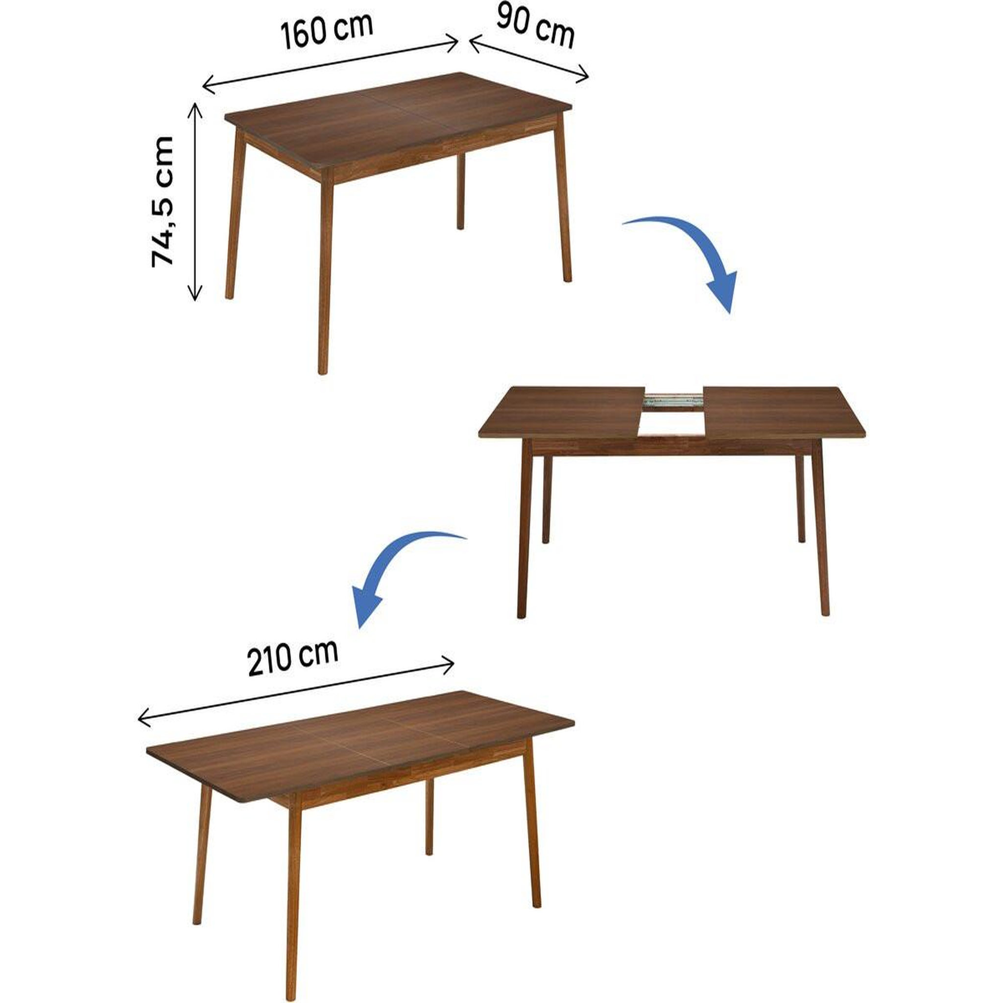 Voir la diapositive 3 : Habitat et Jardin Table repas extensible en bois 160/210 cm  Prisma  - 8 places - Marron