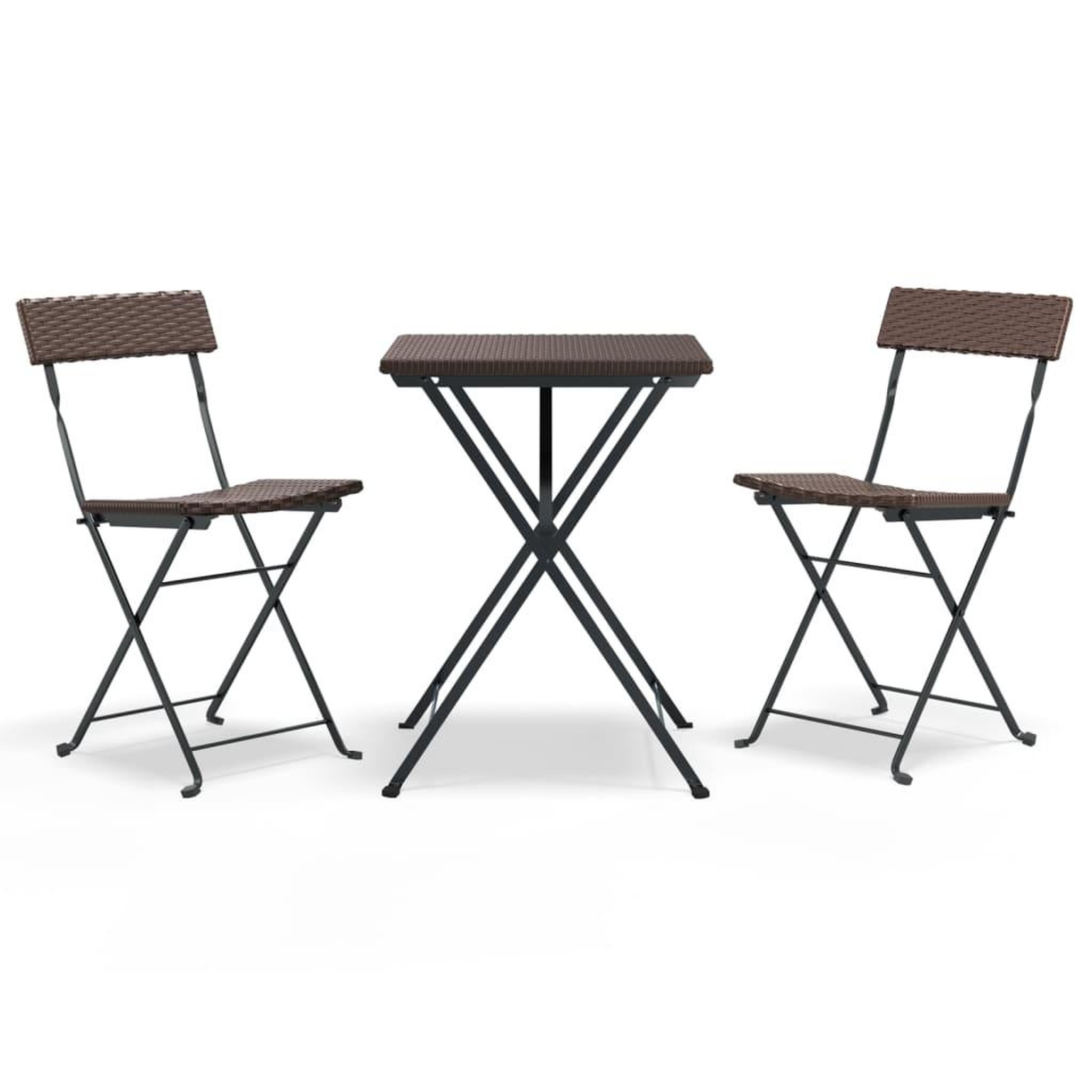 Voir la diapositive 2 : VIDAXL Ensemble de bistro pliable 3 pcs Marron Resine tressee
