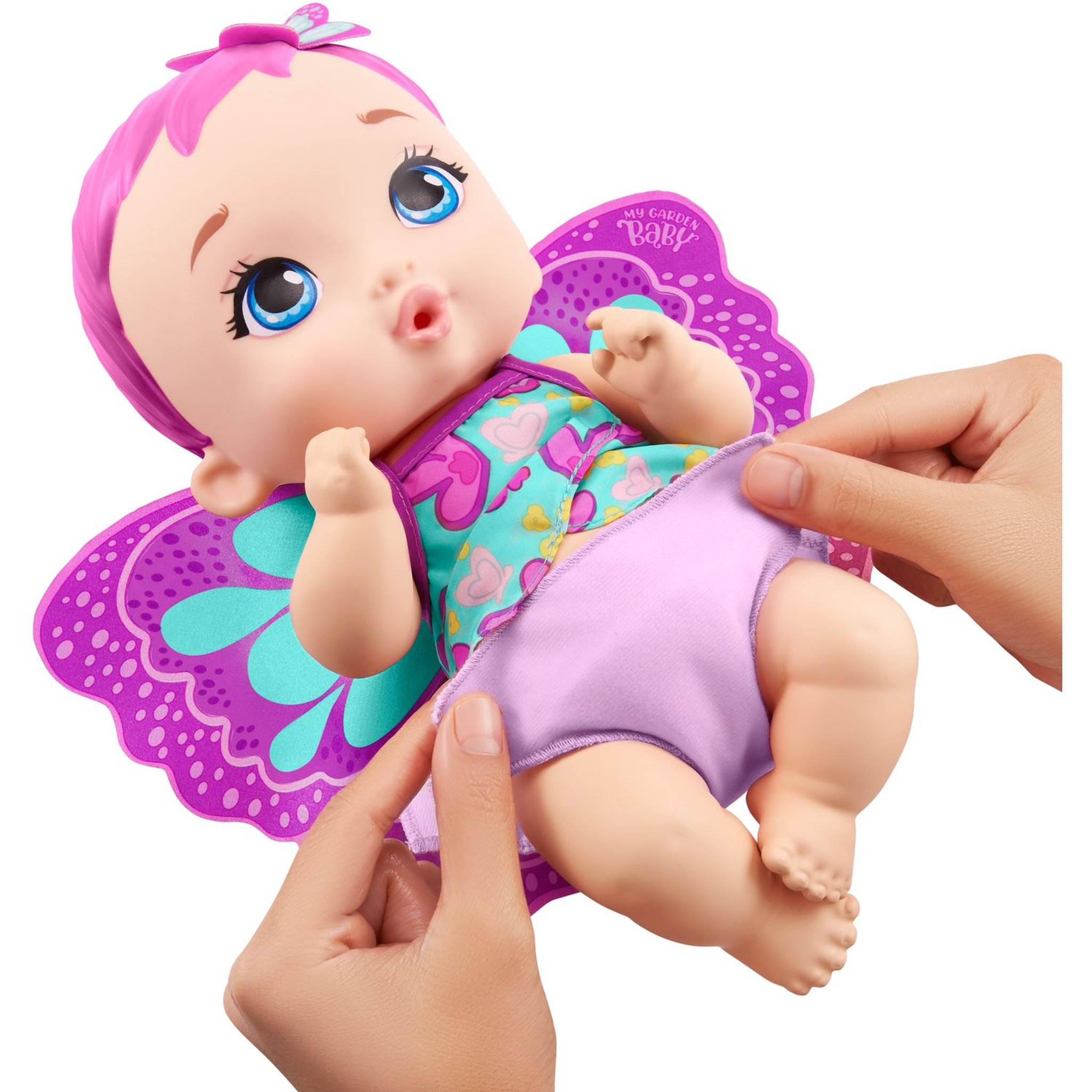 Voir la diapositive 4 : My Garden Baby My Garden Baby - Bébé Papillon Rose boit et fait pipi